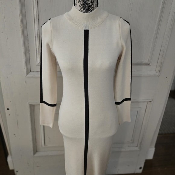 Elegant Cream and Black Dress - Picture 2 of 7